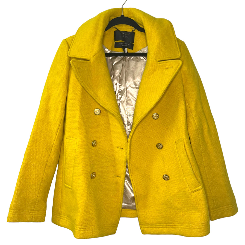 J. Crew Women's Double-Breasted Pea Coat in Bright Yellow - Picture 3 of 4